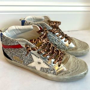 Golden Goose Rare Mid Star sneakers silver glitter 38/US 8
